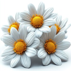 Naklejka premium A close-up view of vibrant white daisies with yellow centers, arranged beautifully against a soft background