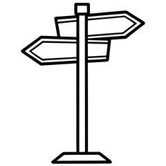 Vector Line Art of Classic Signposts