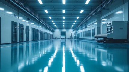 Wide-angle modern interior design for industrial warehouse facilities