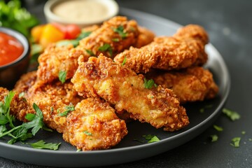 Gourmet Air-Fried Dishes Served on a Stylish Plate