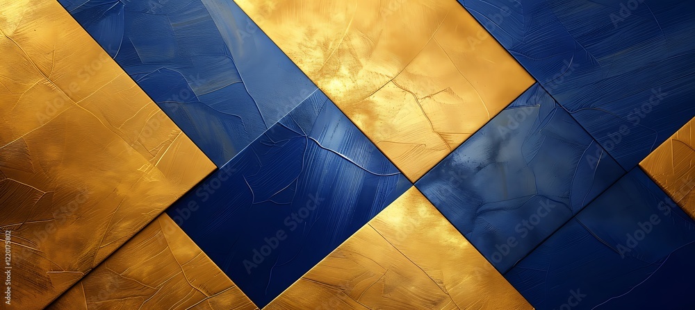 Poster stylish and dynamic geometric background with abstract golden and blue diagonal shapes for a digital