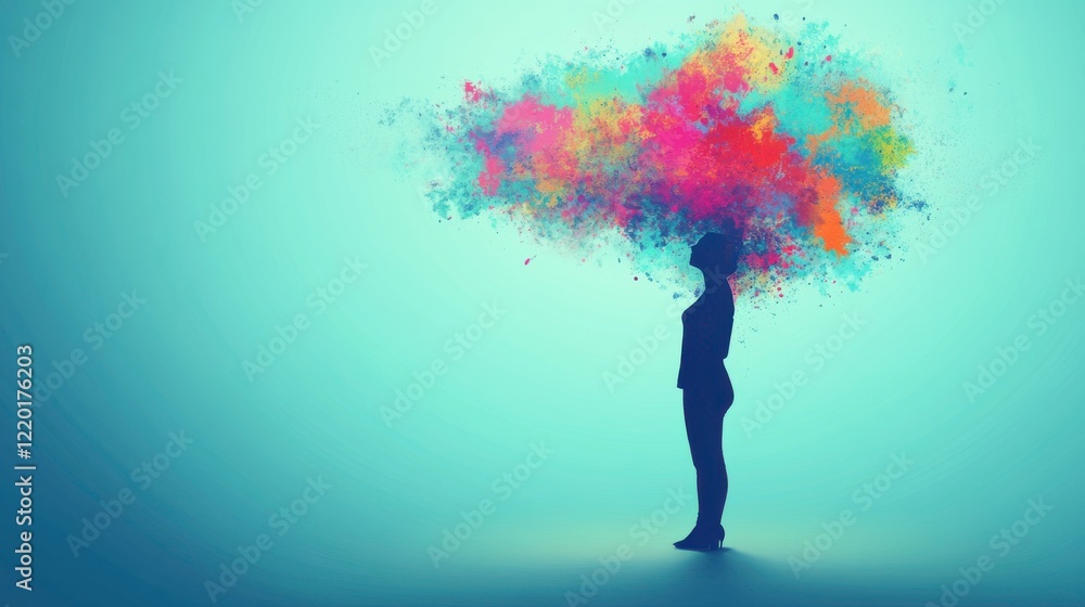 Poster creative brainstorming with colorful abstract elements
