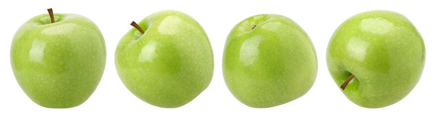 green apple (granny smith apple) isolated, fresh green apple, transparent PNG, PNG format, collection