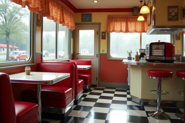 Naklejka premium Restaurant with Retro and Vintage Aesthetics theme