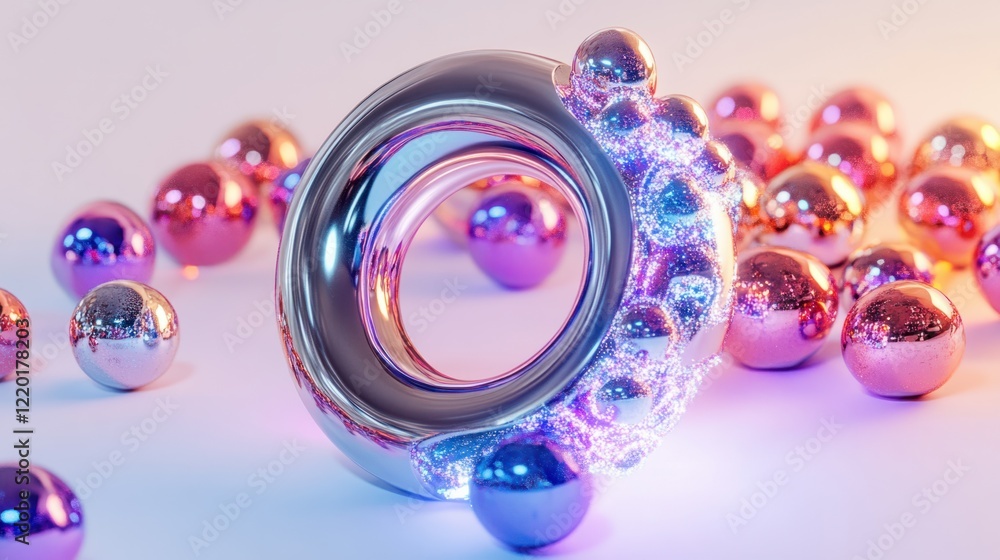 Poster a shiny metallic magnet with soft light effects pulling colorful audience shapes, creating a clean v