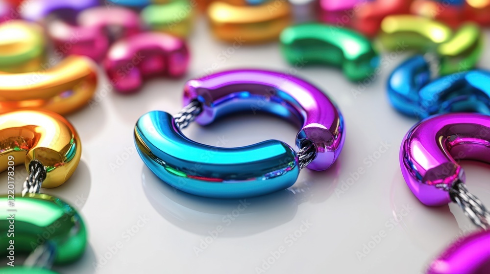 Poster a shiny metallic magnet with soft light effects pulling colorful audience shapes, creating a clean v