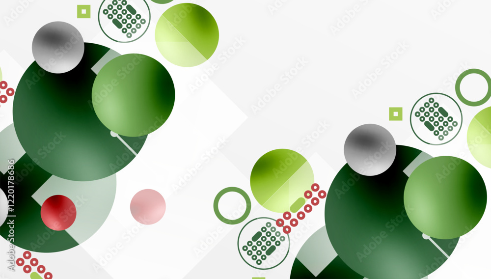 Poster Minimalistic abstract vector design, layered geometric shapes circles, squares, and triangles with soft pastel gradients and semi-transparent effects. Perfect for contemporary use