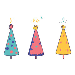 A set of colorful birthday hats vector illustration