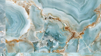 Polished onyx marble, high-resolution aqua tone emperador marble with natural breccia stone agate surface, generative ai