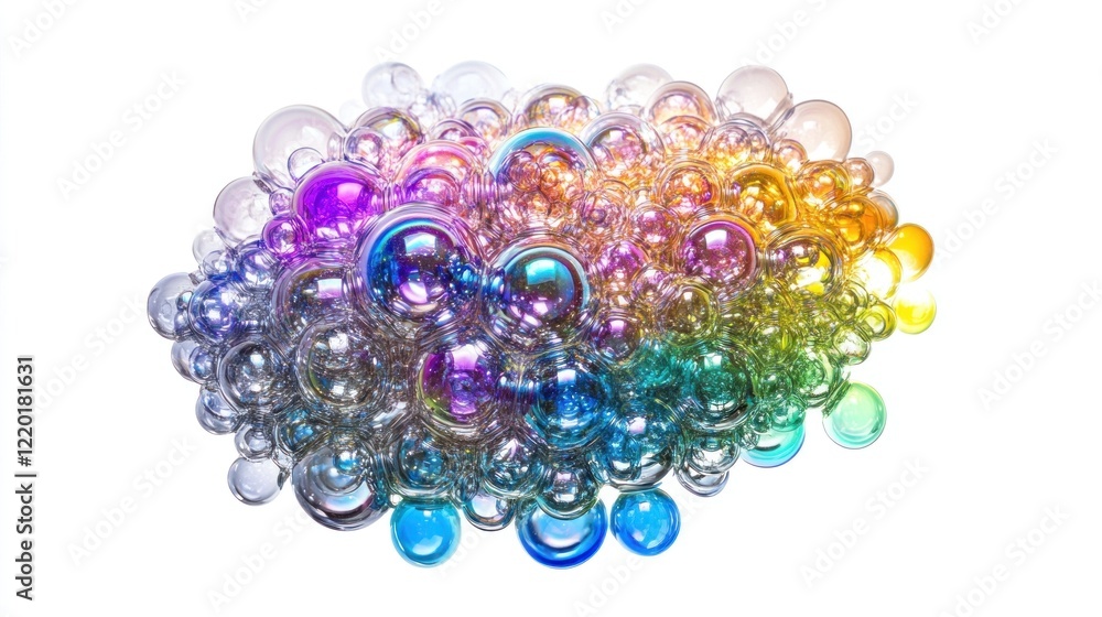 Aufkleber iridescent bubbles floating in space a colorful cluster of soap bubbles with rainbow hues against a 