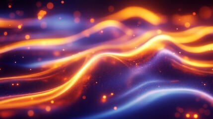 Obraz premium Abstract Glowing Waves Background with Orange and Blue Hues