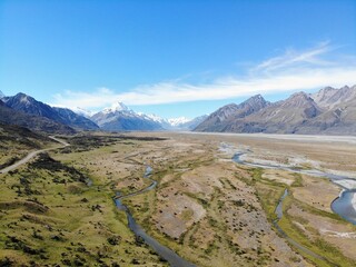 ニュージーランドの世界遺産「マウント・クック山」の空撮