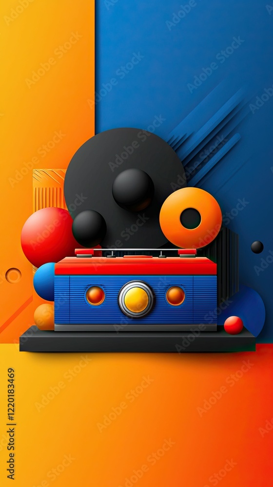 Aufkleber colorful abstract shapes and forms create a vibrant composition, featuring a geometric design with v