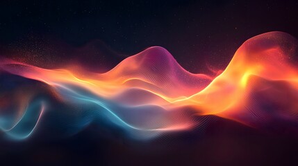 Abstract Colorful Waves Digital Art Flowing Lines Glowing Particles Dark Background Energy Motion