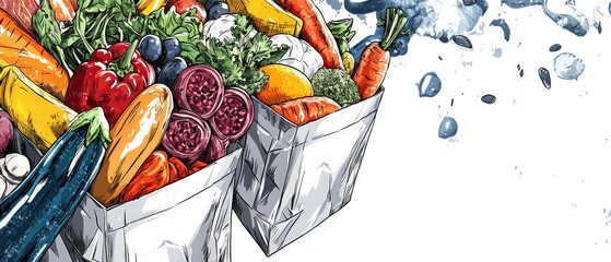 Healthy Food Delivery  Fresh Produce  Vegan   Vegetarian Diet  Illustration