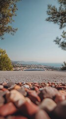 Obraz premium Scenic Coastal City View from Rooftop Terrace