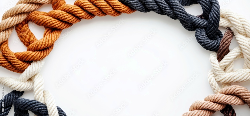 Poster colorful twisted rope frame on white background for artistic and creative projects in various design