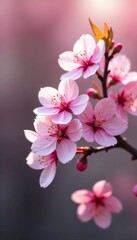 Obraz premium Delicate pink cherry blossoms dance in the gentle breeze, floral arrangement, flowers pink petals