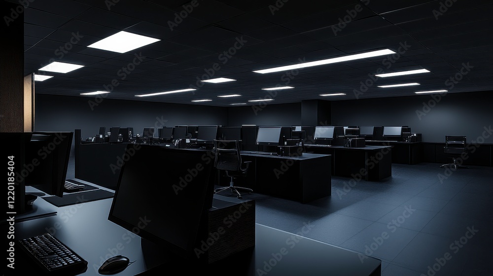 Poster modern office setup with high contrast and clean lines