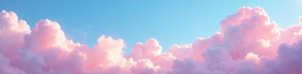 Naklejka premium Delicate pink cloud tendrils stretch across the vast expanse of blue sky, wispy strands, blue sky