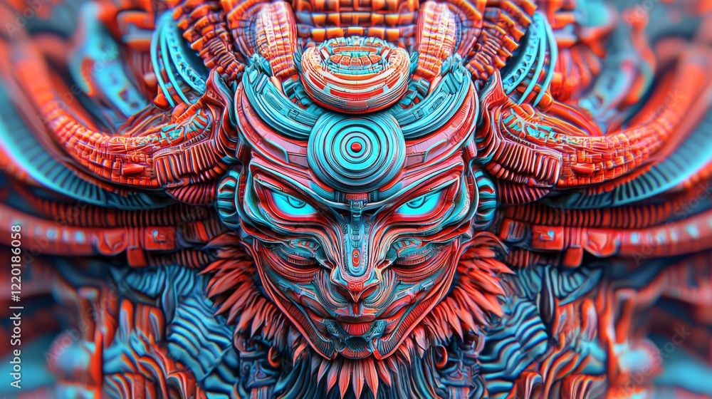 Poster intricate 3d abstract portrait with vibrant colors and mesmerizing patterns for modern art enthusias