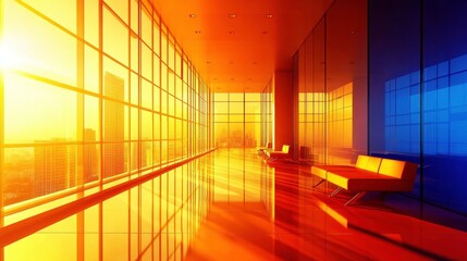 Fototapeta premium Modern Office Space with Vibrant Colors and Bright Lighting