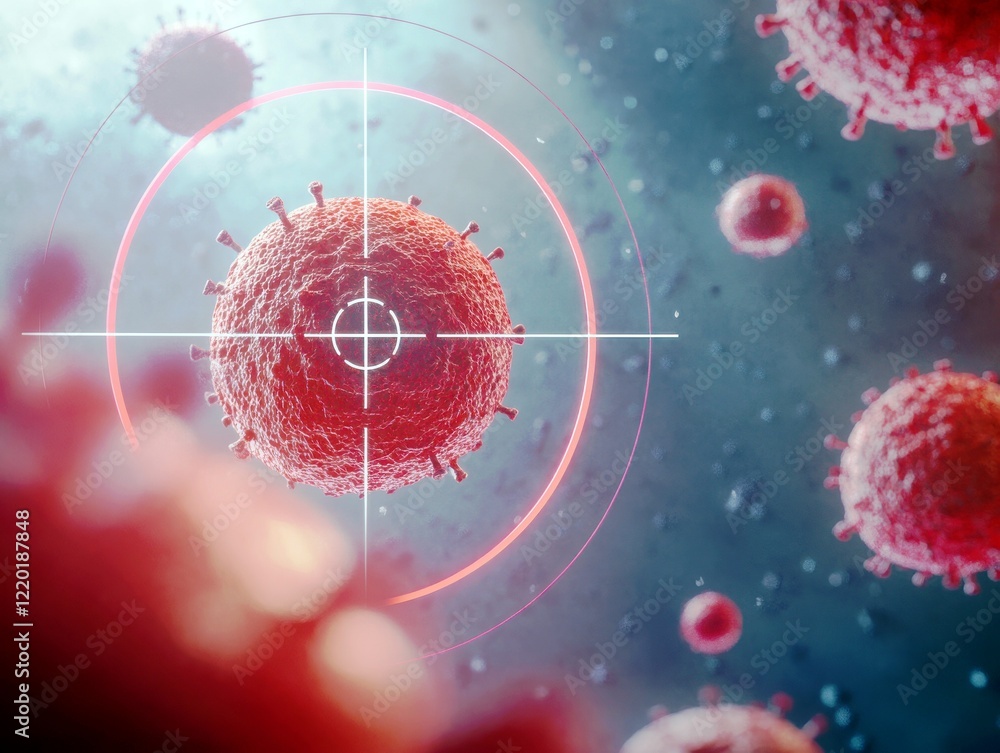 Poster advanced concept of virus detection in laboratory with target focus