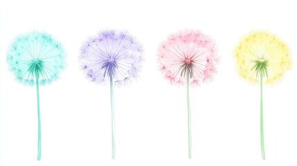 Watercolor dandelion clipart on a white background