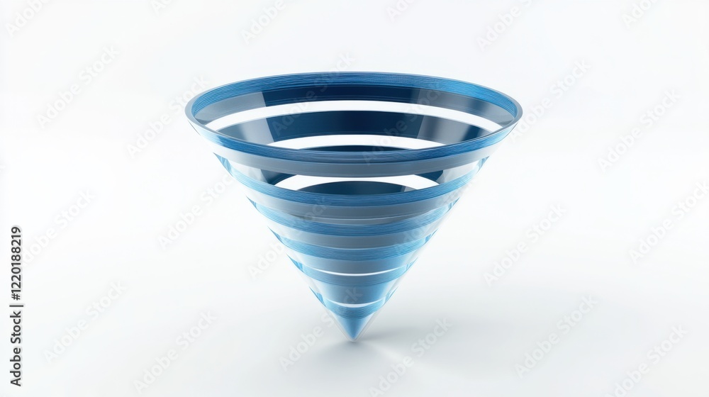 Aufkleber a dynamic 3d marketing funnel with motion effects, showing audience symbols transitioning smoothly t