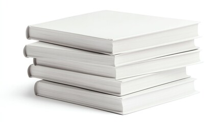Stack of Four Blank White Books: A Minimalist Study in Clean Lines