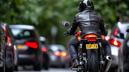 Adrenaline rush on the roads: Motorcyclist in urban traffic
