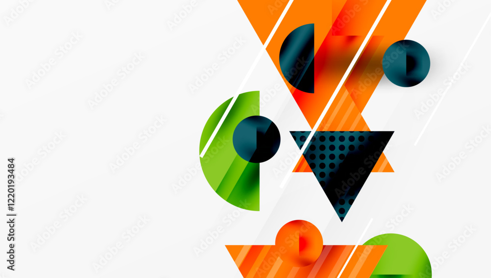 Poster sleek abstract background - layered triangles with vibrant gradient tones. semi-transparent shapes a