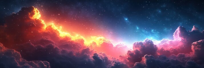 Obraz premium Celestial Cloudscape: A Symphony of Cosmic Colors