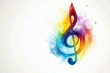 Vibrant and Colorful Treble Clef Music Symbol with Abstract Artistic Background for Creative and Artistic Themes