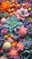 Fototapeta premium Colorful flowers succulents poster background