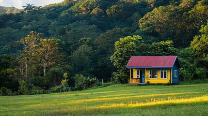 Fototapeta premium A tiny house isolated in a quiet rural area.