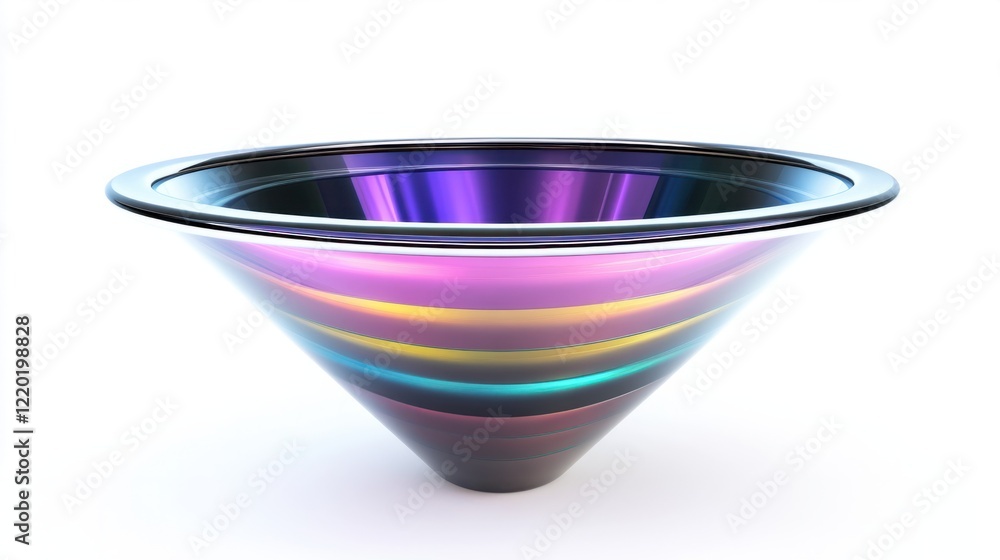 Aufkleber a metallic funnel with dynamic holographic layers visualizing audience flow and conversion stages, o