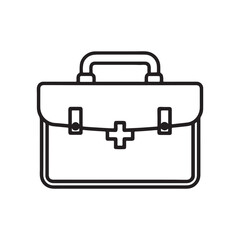Medical first aid kit bag outline icon vector on white background