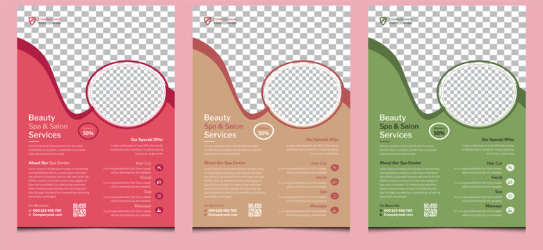 Simple editable elegant creative modern trendy beauty spa salon treatment service promotion hair meditation yoga cosmetic health body massage leaflet poster flyer template design colorful combination.