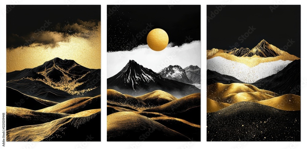 Poster unique textures create visual intrigue in these abstract landscapes.