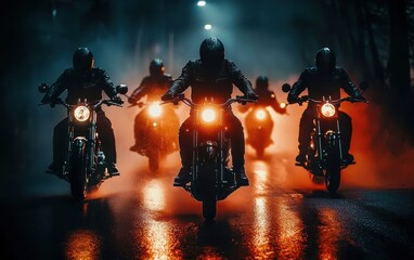 Bikers bonding over nighttime rides and thrilling adventures.