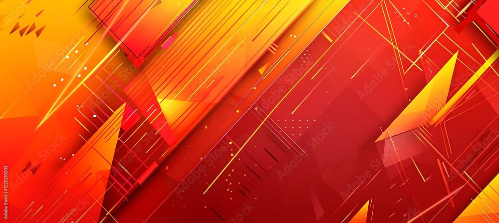 Poster modern background with abstract yellow and red geometric shapes for artistic patterns and digital ba