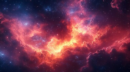Fototapeta premium Fiery Nebula in Deep Space