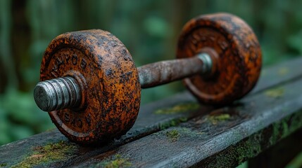 Rusty Vintage Dumbbell on