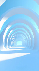 Fototapeta premium Blue Archway Tunnel, Abstract Background, Future Concept