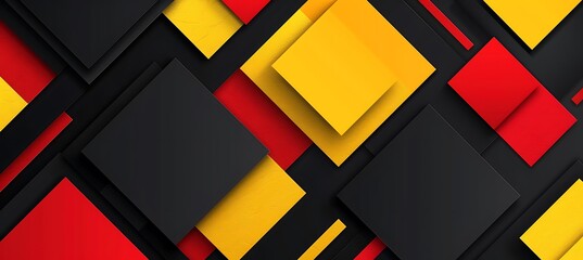 Dynamic Geometric Background with Bold Yellow, Red, and Black Abstract Shapes for Artistic Projects