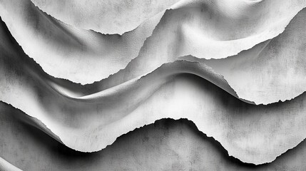 Obraz premium Layered torn-edge paper, earthy gray tones, fibrous texture, handcrafted matte finish