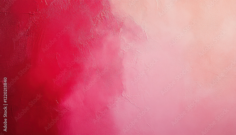 Poster bold gradient background blending cherry red and soft pink hues, creating vibrant and warm atmospher