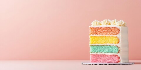 A wedding cake with colorful rainbow layers inside, symbolizing the joy of marriage equality, beautifully crafted and full of cheer.