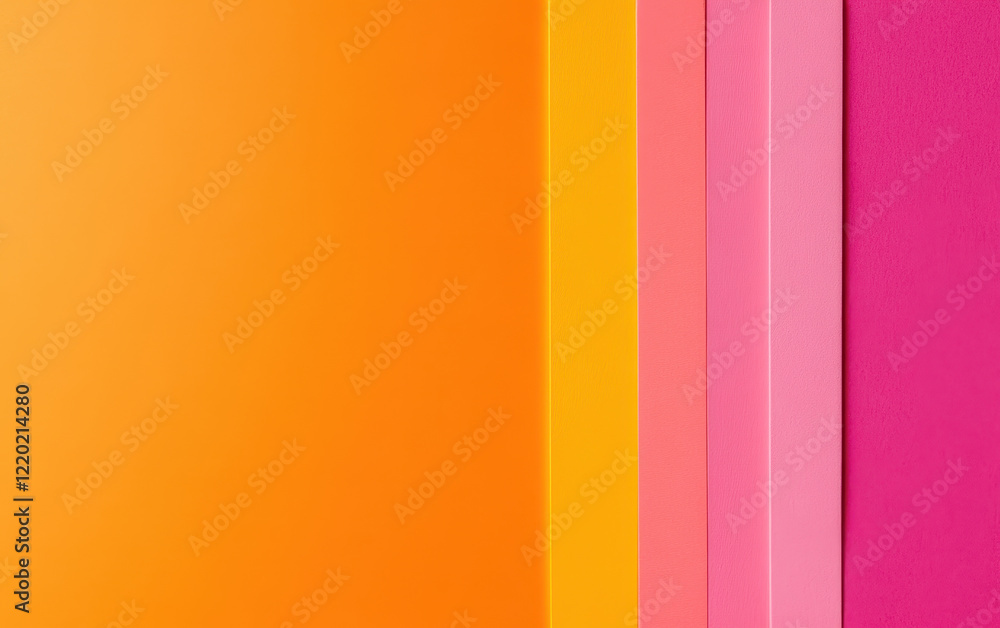 Poster bright gradient background transitioning from orange to pink, creating vibrant and cheerful atmosphe